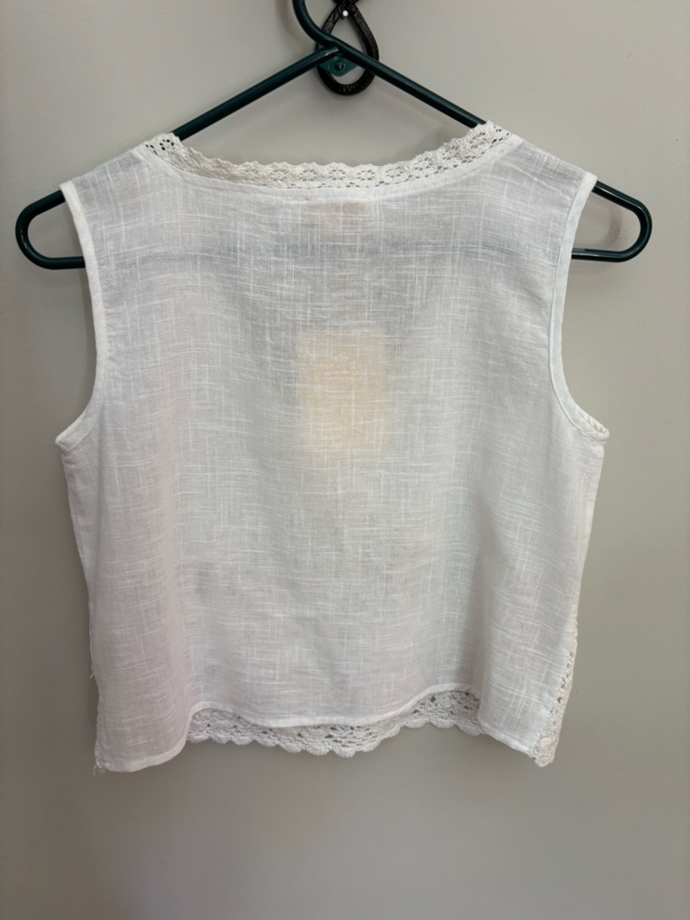 Rebellion Again White Crochet Lace Boho V-Neck Tank Top XS - Picture 5 of 7